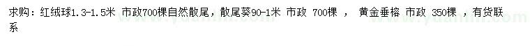 求購紅絨球、散尾葵、黃金垂榕