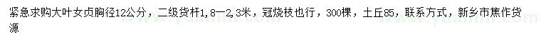 求購(gòu)胸徑12公分大葉女貞