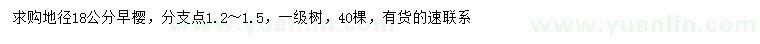 求購地徑18公分早櫻