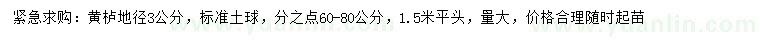 求購地徑3公分黃櫨