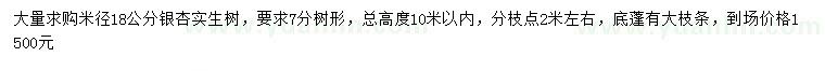 求購米徑18公分銀杏