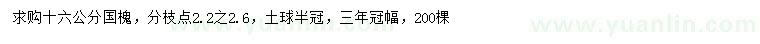 求購16公分國槐