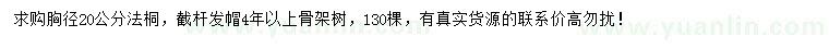 求購胸徑20公分法桐