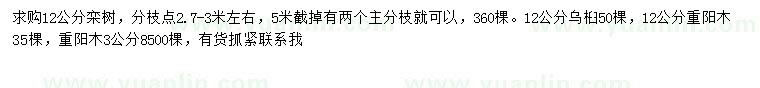求購欒樹、烏桕、重陽木