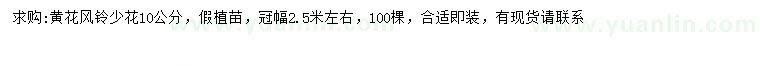 求購(gòu)10公分黃花風(fēng)鈴