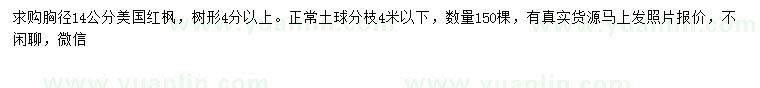 求購胸徑14公分美國紅楓