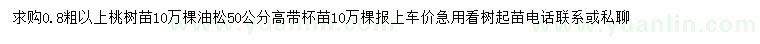 求購(gòu)0.8公分以上桃樹(shù)苗、高50公分油松