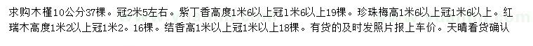 求購(gòu)木槿、紫丁香、珍珠梅等