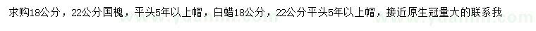 求購18、22公分國槐、白蠟