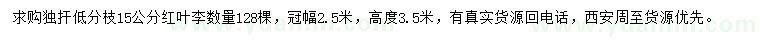 求購(gòu)15公分紅葉李