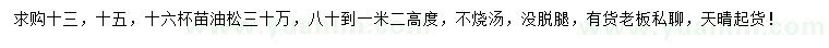 求購(gòu)高80-1.2米油松