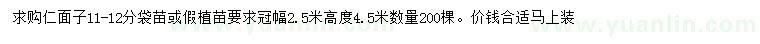 求購(gòu)11-12公分仁面子