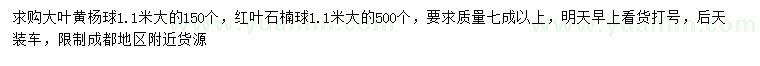 求購(gòu)1.1米大葉黃楊球、紅葉石楠球