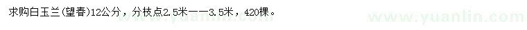 求購(gòu)12公分白玉蘭
