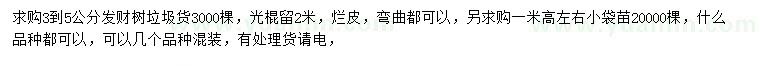 求購3-5公分發(fā)財(cái)樹