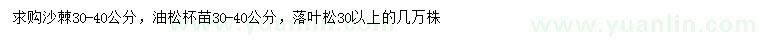 求購(gòu)沙棘、油松、落葉松