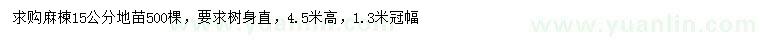求購15公分麻楝