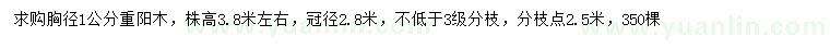 求購胸徑1公分重陽木