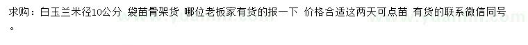 求購米徑10公分白玉蘭