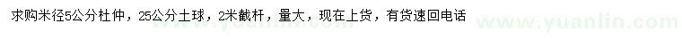 求購米徑5公分杜仲