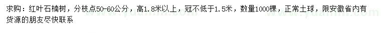 求購(gòu)高1.8米以上紅葉石楠