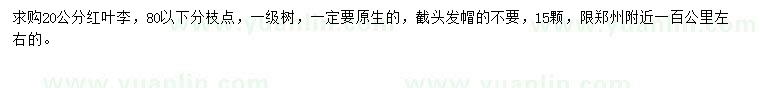 求購(gòu)20公分紅葉李