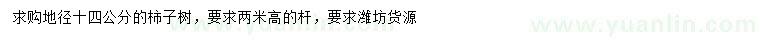 求購(gòu)地徑14公分柿子樹
