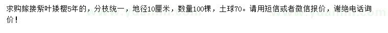 求購(gòu)地徑10公分嫁接紫葉矮櫻