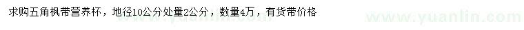 求購地徑10公分處量2公分五角楓