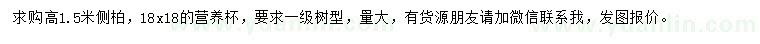 求購(gòu)高1.5米側(cè)柏