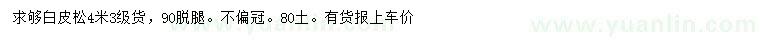 求購4米白皮松