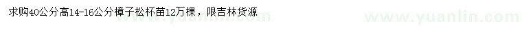 求購14-16公分樟子松