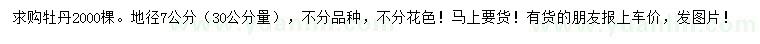 求購30公分量地徑7公分牡丹2000棵