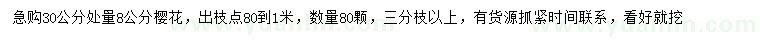 求購(gòu)30公分量8公分櫻花