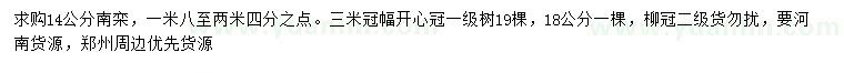 求購(gòu)14、18公分南欒