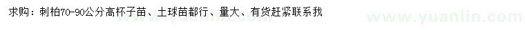 求購(gòu)刺柏高70-90公分