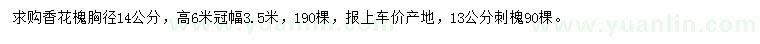 求購(gòu)胸徑14公分香花槐、13公分刺槐