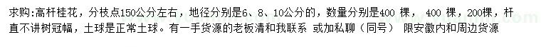 求購6、8、10公分高桿桂花