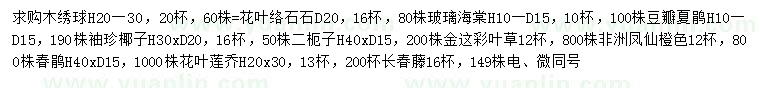 求購木繡球、花葉絡(luò)石、玻璃海棠等