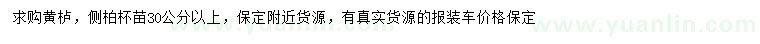 求購(gòu)30公分以上黃櫨、側(cè)柏