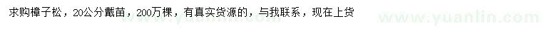 求購20公分樟子松
