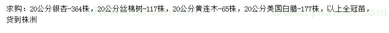 求購銀杏、絲棉樹、黃連木等