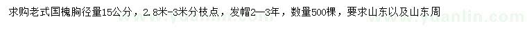 求購(gòu)胸徑15公分老式國(guó)槐