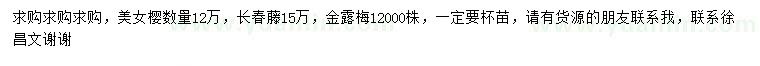 求購美女櫻、長春藤、金露梅