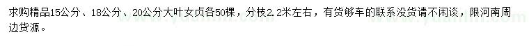 求購15、18、20公分大葉女貞