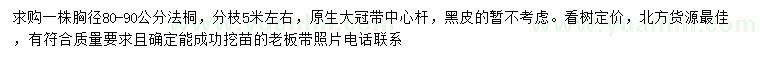 求購胸徑80-90公分法桐