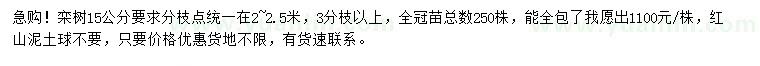 求購(gòu)15公分欒樹(shù)