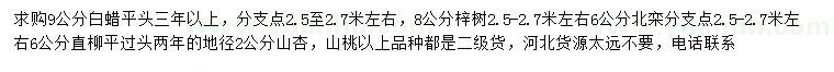 求購白蠟、梓樹、北欒等