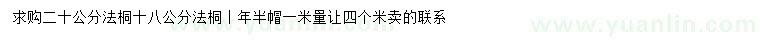 求購18、20公分法桐