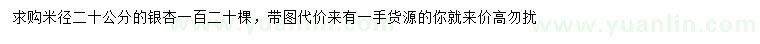 求購米徑20公分銀杏